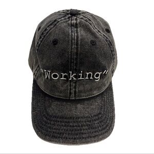 Spencer's Gifts Men’s “Working" Hat Soft embroidered washed black dad cap OSFM